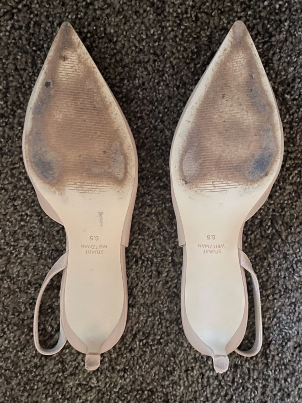 Stuart Weitzman Nude Leather Slingback Kitten Heels US 8.5 - Picture 3 of 5